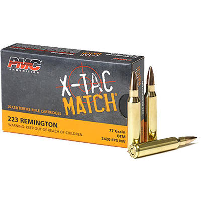 PMC Ammo X-Tac Match 223 Remington 77 Grain OTP 20