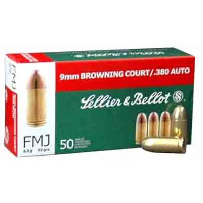 Sellier & Bellot Ammo 380 ACP 92 Grain FMJ 50