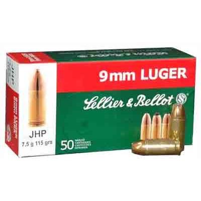 Sellier & Bellot Ammo 9mm JHP 115 Grain 50 Rou