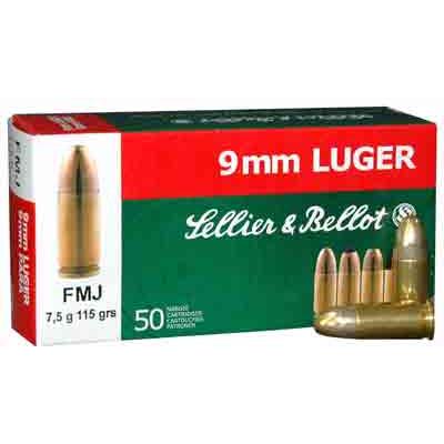 Sellier & Bellot Ammo 9mm 115 Grain FMJ 50 Rou
