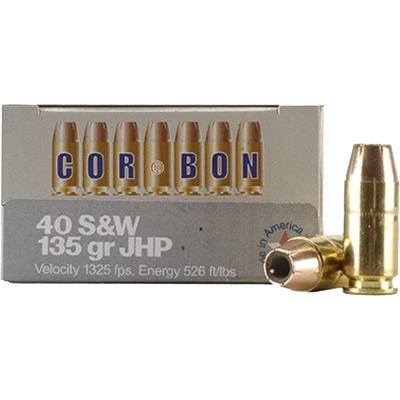 CorBon Ammo Self Defense 40 S&W JHP 135 Grain