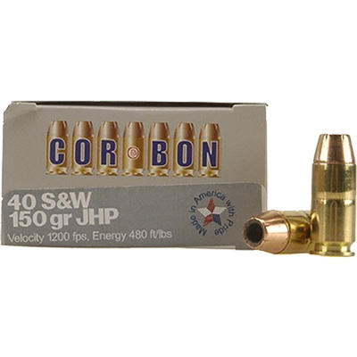 CorBon Ammo Self Defense 40 S&W JHP 150 Grain