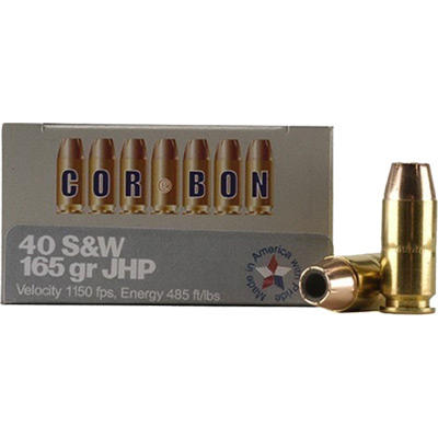 CorBon Ammo Self Defense 40 S&W JHP 165 Grain