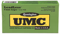 Remington UMC Leadless 9mm 115 Grain FNEB 50 Round