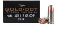 Speer Ammo Gold Dot 9mm 115 Grain Gold Dot HP [236