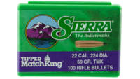 Sierra bullets .22cal .224 69gr hp-bt match tmk 10