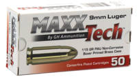 Maxxtech Ammo 9mm 115 Grain FMJ 50 Rounds [PTGB9MM
