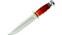 Ka-Bar Knife Bowie Leather Handle Fixed DIN 1.4116