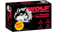 Wolf Power Shotshells 12 Gauge 2.75in 9 Pellets #0
