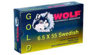 Wolf Ammo Gold 6.5x55mm FMJ 139 Grain 20 Rounds [G