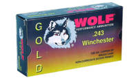 Wolf Ammo Gold 243 Winchester JSP 100 Grain 20 Rou
