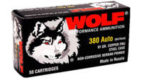 Wolf Ammo 380 Auto Colt Pistol FMJ 91 Grain 1000 R