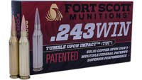 Fort Scott Ammo TUI 243 Winchester 58 Grain Solid