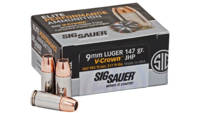 Sig Sauer Ammo Elite Match 9mm 147 Grain JHP 50 Ro