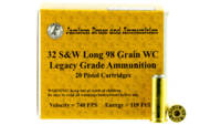 Jamison Ammo Legacy 32 S&W Long 98 Grain Wadcu