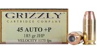 Grizzly Ammo 45 ACP+P 185 Grain JHP 20 Rounds [GC4