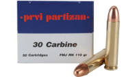 Prvi Partizan PPU Ammo 30 Carbine 110 Grain FMJ 50
