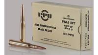 PPU Ammo Mil-Spec 50 BMG 625 Grain FMJBT 5 Rounds